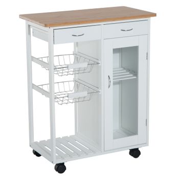 Mueble carrito de cocina AVA. Mueble multiusos con ruedas y mucho almacenaje.  92x59x39,6 cm