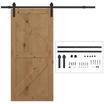 HOMCOM Kit Instalación Puerta Corredera Madera Puertas Corredizas Riel  Acero Inoxidable - 2,5x200 cm