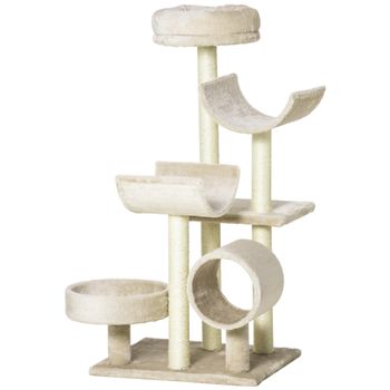 Árbol Para Gatos De Aglomerado Sisal 50x40x105cm - Pawhut. Beige