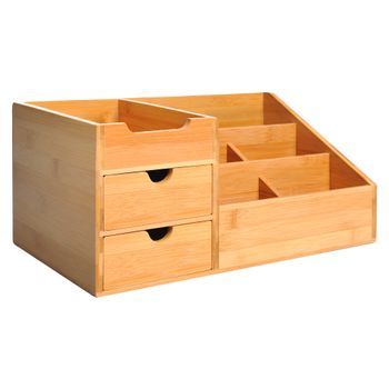 Organizador De Escritorio De Bambú Homcom 33x20,5x15,5 Cm - Natural