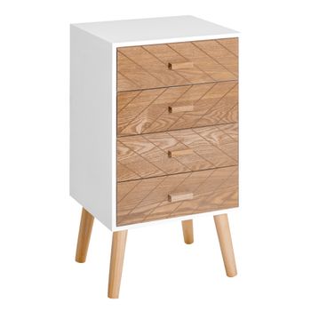 Mesita De Noche De Mdf Madera Maciza Pino Homcom 40x30x75 Cm - Blanco