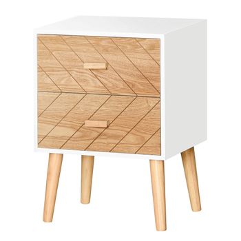 Mesita De Noche De Mdf Madera Maciza Pino Homcom 40x30x55,5 Cm-blanco