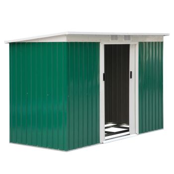 Cobertizo Jardín De Acero Galvanizado 280x130x172cm-outsunny Verde