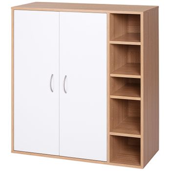 Armario Consola De Melamina De Madera Homcom 80x32x91 Cm - Natural