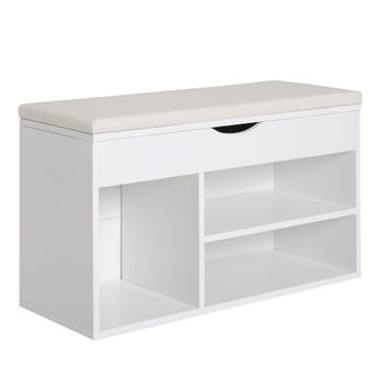 Banco Zapatero De Entrada De Madera Homcom 80x30x47 Cm - Blanco