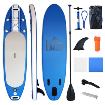 Tabla De Surf Hinchable Con Remo Homcom Pvc Eva, 305x76x15 Cm, Azul