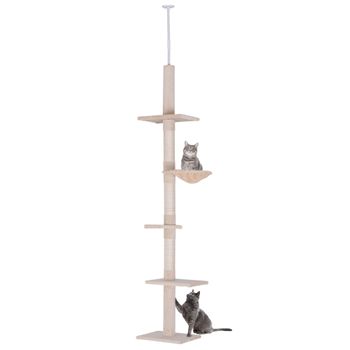 Árbol Para Gatos De Aglomerado Felpa Sisal Plástico 40x34x260 Cm - Pawhut