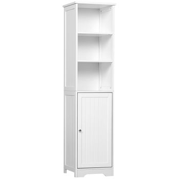 Armario Alto de Baño Columna Auxiliar de Baño de 5 Niveles 30x33x165 cm  Blanco en Planeta Huerto