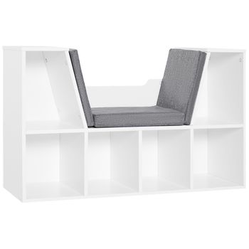 Estantería Librería De Melamina Espuma Lino Homcom 102x30x61cm-blanco