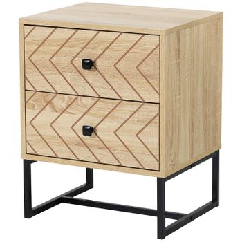 Mesita De Noche De Mdf Melamina Metal Homcom 48x39,5x60 Cm - Natural