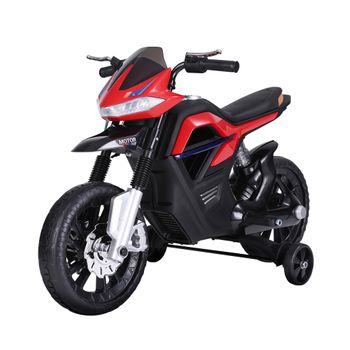 Moto Eléctrica Infantil Batería 6v Para Niños +3 Años Rojo Homcom