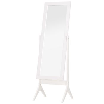 Espejo De Maquillaje De Pie De Mdf Vidrio Homcom 47x46x148 Cm-blanco