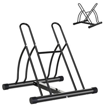 Aparcamiento 2 Bicicletas Soportes Homcom Q235, 60x54x57 Cm, Plata