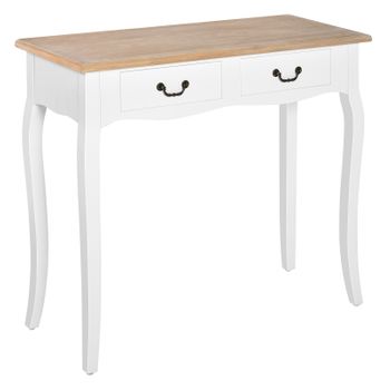 Mesa De Consola De Mdf Madera De Pino Homcom 87x34x78,5 Cm - Blanco