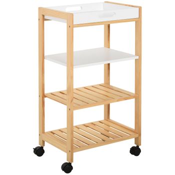 Carrito De Cocina Con Ruedas De Acero Pp Homcom 51,5x32x75,6cm-blanco con  Ofertas en Carrefour