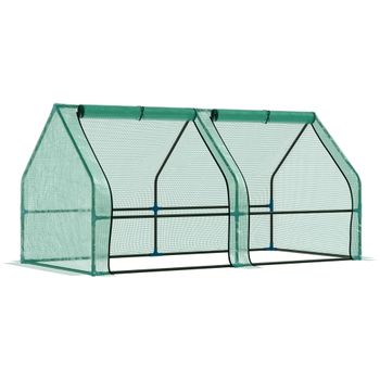 Caseta de Jardín Outsunny Acero, PP Verde 142x84x189 cm 845-328V01YG