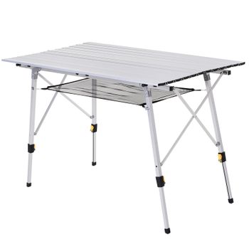 Mesa De Camping Plegable Outsunny Aluminio,120x69x78 Cm, Plata