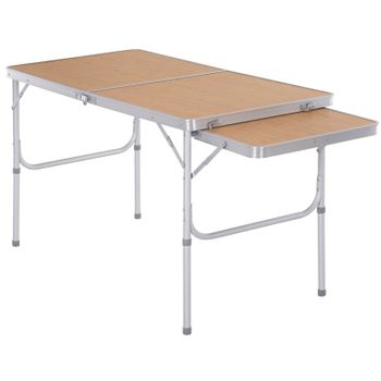 Mesa Plegable De Camping Outsunny Aluminio Mdf, 153x60x70 Cm, Madera