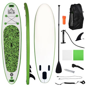 Tabla De Paddle Surf Hinchable Homcom Pvc Eva, 305x76x10 Cm, Verde