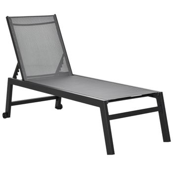 Tumbona Reclinable De Aluminio Textilene 169x65x102cm-outsunny.gris