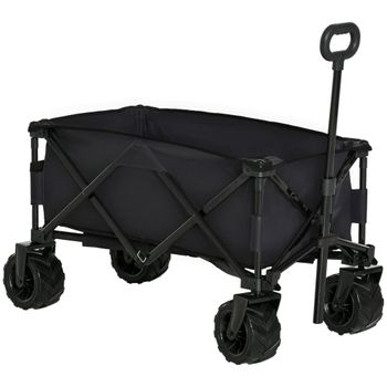 Carro De Playa Plegable Con Ruedas 108x55x55 Cm - Outsunny. Negro