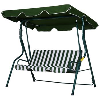 Columpio De Metal Poliéster Tela Oxford 170x110x153 Cm-outsunny.verde