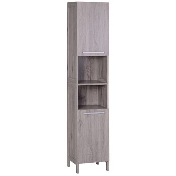 Mueble Auxiliar Alto De Baño De Mdf Kleankin 30x32x172,5 Cm - Madera