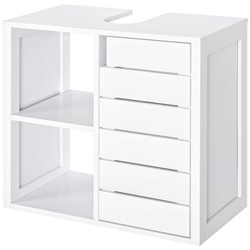 Carro Multiuso con Ruedas para Baño,Mueble Auxiliar Baño 2 Estantes y 2  Bandejas,Blanco BZR02-W SoBuy ES