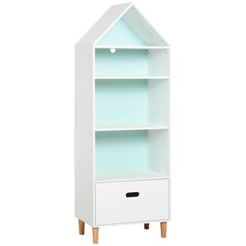 Estantería infantil madera con cajón móvil HOMCOM 60x29,9x90 cm blanco