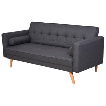 Sofá Cama De 3 Plazas De Algodón Espuma Homcom 187x90x86,5 Cm Gris