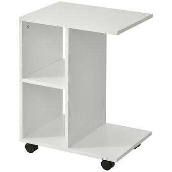 Mesa Auxiliar De Melamina De Madera Pe Homcom 45x35x58 Cm - Blanco