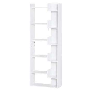 HOMCOM Estantería Librería con 6 Estantes para Comedor Salón Diseño Moderno  Montaje de Pared 80x23x192 cm Blanco