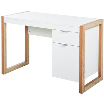 Mesa De Escritorio De Melamina De Madera Homcom 112,5x50x75,5 Cm