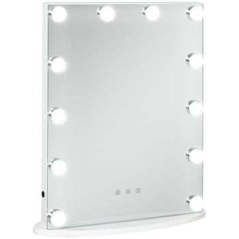 Espejo De Maquillaje De Mdf Y Vidrio Homcom 41,5x13,5x51 Cm Blanco