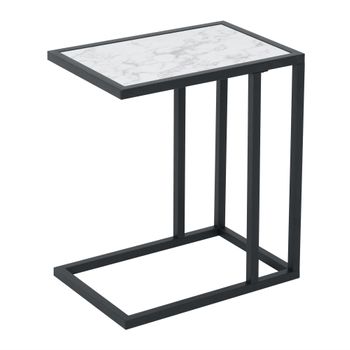 Mesa Lateral Para Sofá De Melamina Metal Homcom 45x30x51,5cm - Blanco