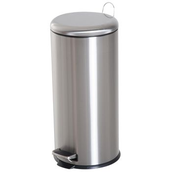 Cubo De Basura 30l De Pp Acero Inoxidable Homcom Ø29,2x62,9cm - Plata