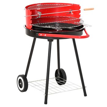 Outsunny Barbacoa de Gas con 4+1 Quemadores 14,4 KW Mesas Laterales Armario  de Almacenaje Termómetro y 2 Ruedas Acero Inoxidable BBQ 125x51x100 cm  Negro