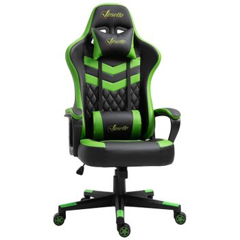 Silla Gaming Ergonómica De Espuma Abs Pvc Vinsetto 61x70x129cm -verde