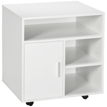 Soporte Para Impresora Móvil De Melamina Homcom 60x50x65,5cm - Blanco