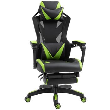 Silla Gaming Reclinable Con Reposapiés Vinsetto 65x70x125cm – Verde