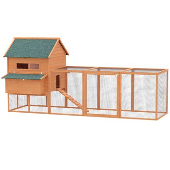 Gallinero De Exterior De Madera De Abeto 347x160x150cm-pawhut.naranja