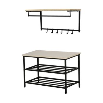 Conjunto Mueble Recibidor Cajón Espejo Entrada Pasillo Estilo Moderno  Industrial Óxido 92x33x79 con Ofertas en Carrefour