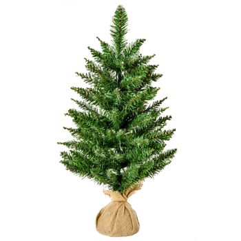 Árbol De Navidad Pequeño De Pvc Lino Homcom 44x44x60 Cm - Verde