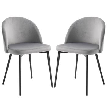 2 Sillas De Comedor De Terciopelo Espuma Metal Homcom 49x50x77cm-gris