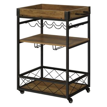 Carro De Cocina De Metal Melamina De Madera Homcom 77x44,5x91cm-negro