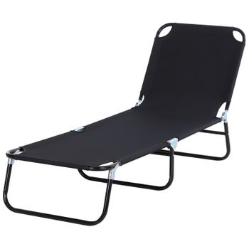 Tumbona Reclinable De Acero Tela Oxford 188x56x28 Cm-outsunny.negro