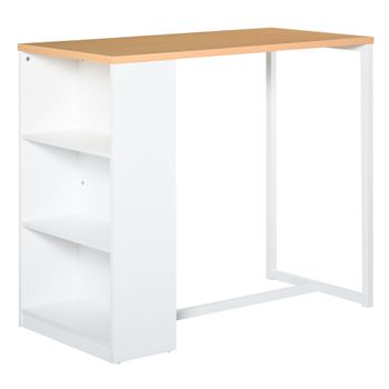 HOMCOM Mesa de Escritorio en Forma de L Escritorio de Ordenador con Soporte  de Monitor Estante Independiente para Torre y Estructura con Refuerzo en X  150x150x76 cm Color Madera y Blanco