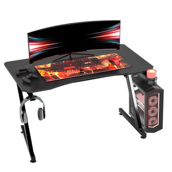 Mesa Gaming De Aglomerado Y Acero Homcom 120x65x74,5 Cm - Negro