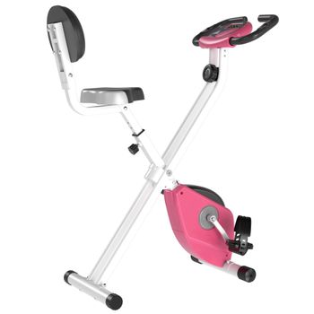 Bicicleta Estática Homcom Acero Y Pvc, 97x43x109cm, Rosa Y Blanco