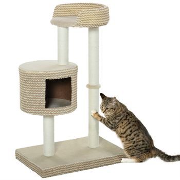 Árbol Rascador Para Gatos De Aglomerado Felpa Yute 61x41x96 Cm-pawhut